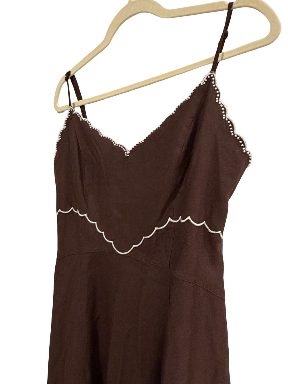 Caroline Constas Brown Scalloped Embroidered Linen Maxi Dress NWT - Picture 8 of 11
